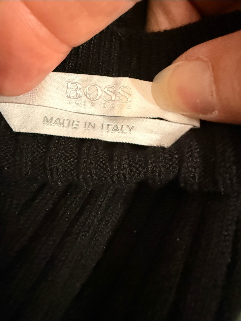 Hugo Boss Medium, made in Italy black ribbed bell sleeve sweater - Picture 2 of 7